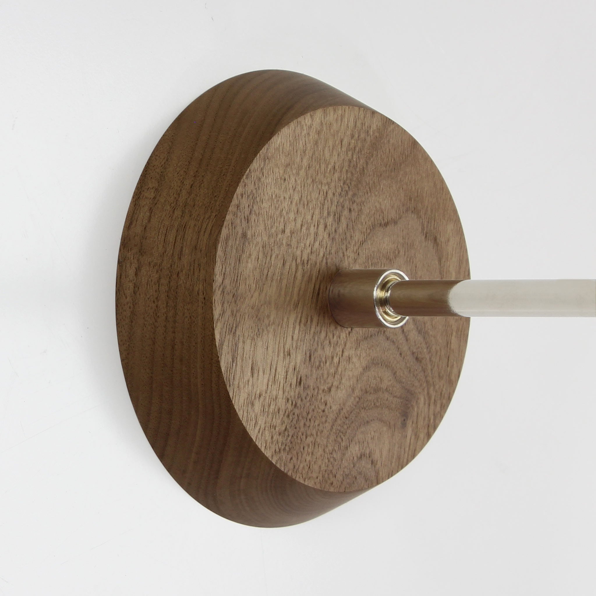 Wood canopy shown in Walnut with Polished Nickel arm