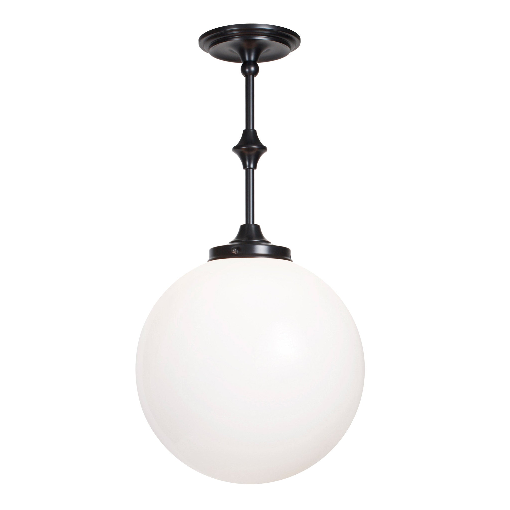 Bijou Pendant shown in Graphite Patina with an Opal 12" Globe