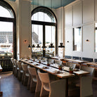 Isle Rod Pendant shown in Graphite Patina. Interior design by Eye Design