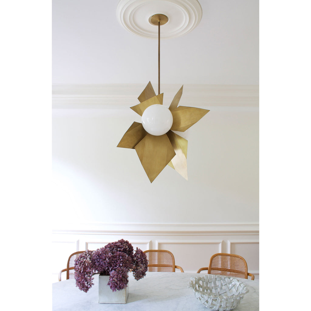 Florence 3 Large Pendant shown in Heirloom Brass.