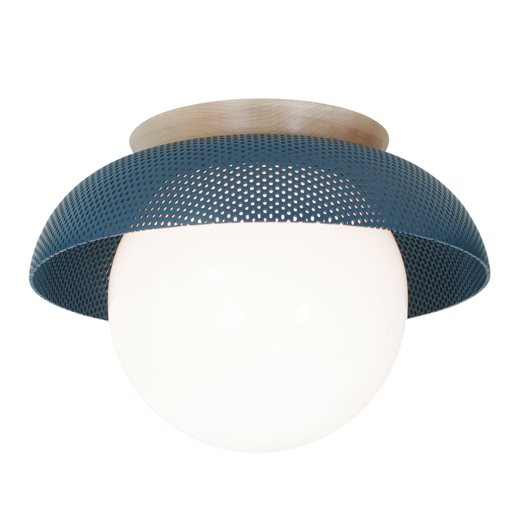 Lexi Large 8” shown with a Perforated shade in Ocean Blue and Maple canopy