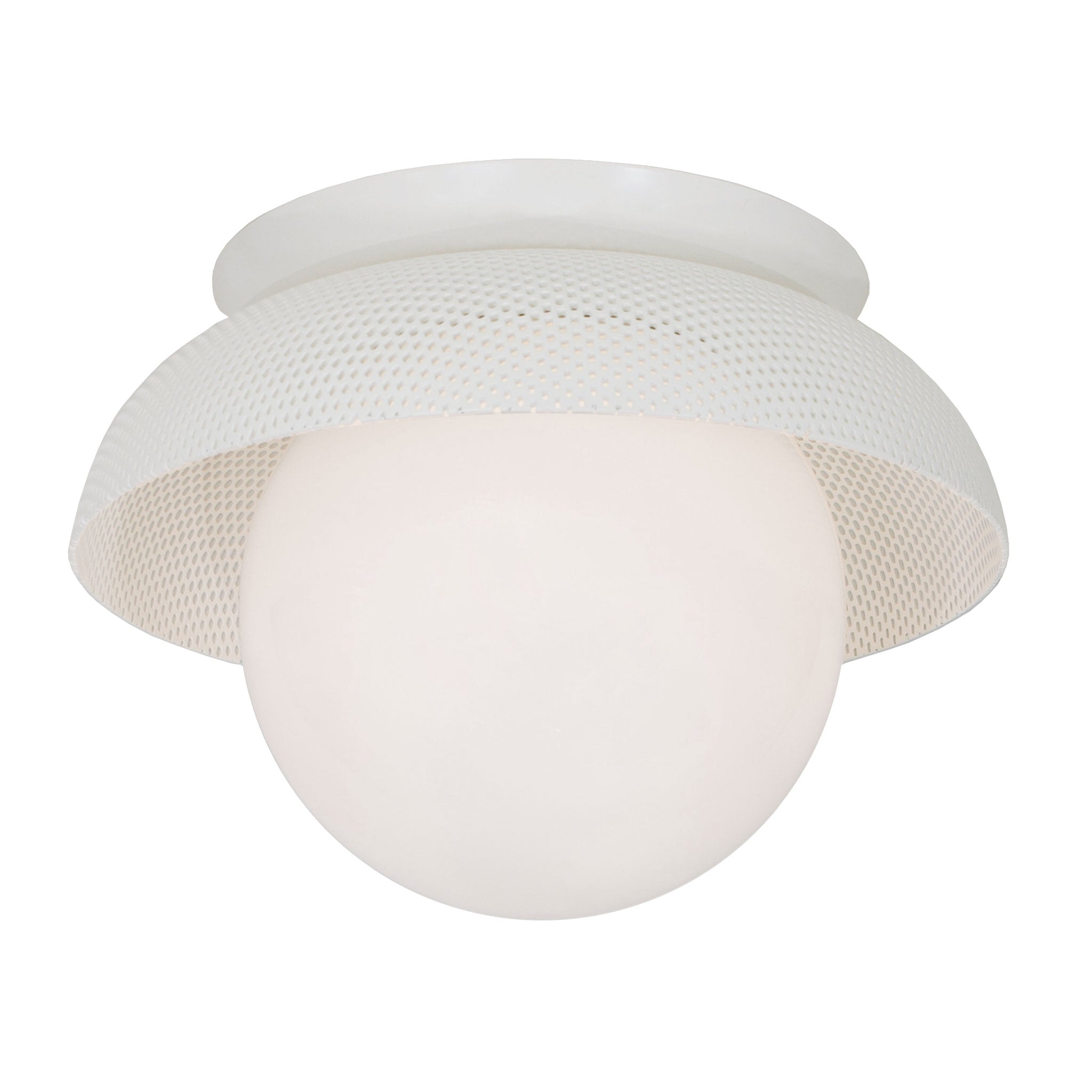 Lexi Large 8” shown with a Perforated shade in White and White Metal finish canopy