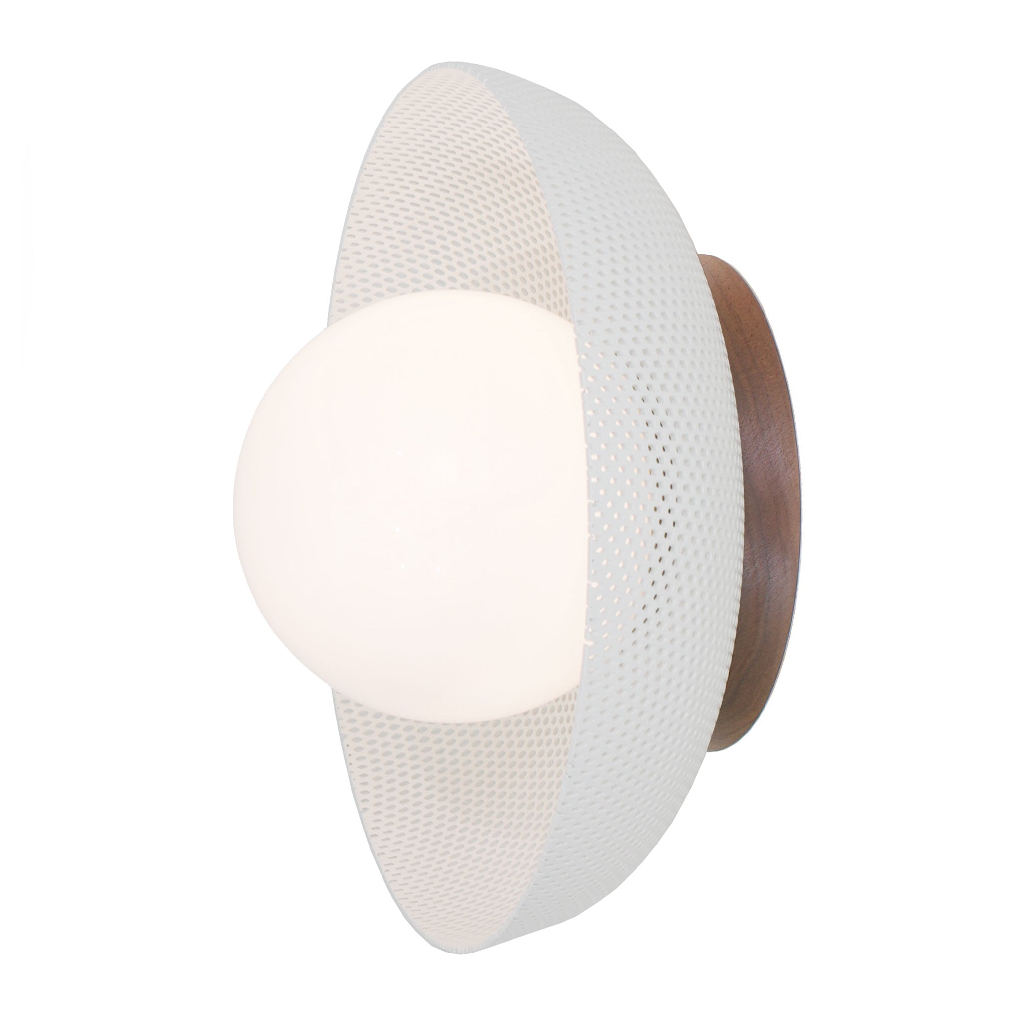 Lexi Large 6” shown with a Perforated shade in White and Walnut canopy