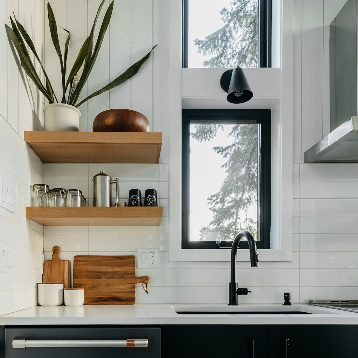 Tilt Cone shown in Matte Black. Interior design by The Klickitat Tree House. Photo by Corinne Kupish