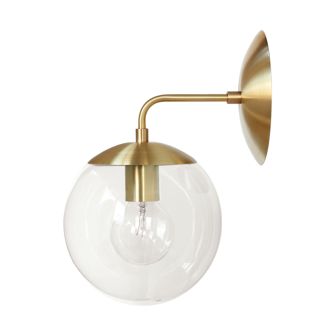 Alto Sconce 8" shown in Brass with a Clear 8" globe