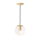 Alto Cord 8" shown in Brass with Black Cloth Cord and a Clear 8" Globe