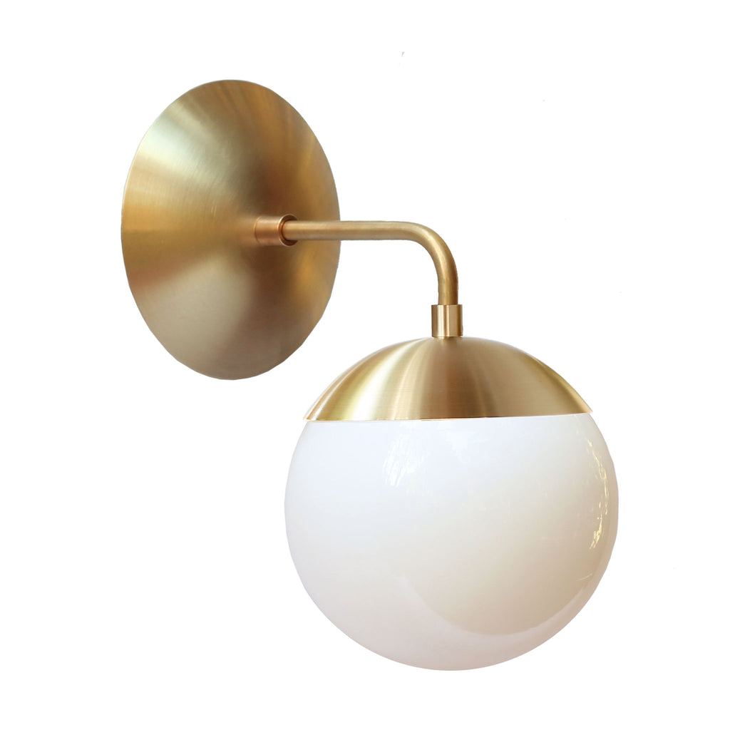 Alto Sconce 6" shown in Brass with an Opal 6" globe.