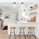 Alto Surface 8" shown in Graphite Patina with Brass and Opal 8" Globes.  Interiors by Carly Waters. Photo by Amy Bartlam