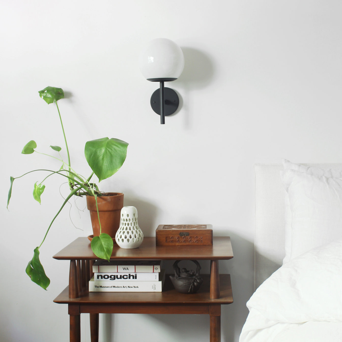 Athena 8" shown in Matte Black with an Opal 8" globe