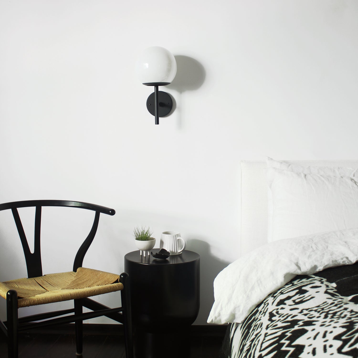 Athena 8" shown in Matte Black with an Opal 8" globe