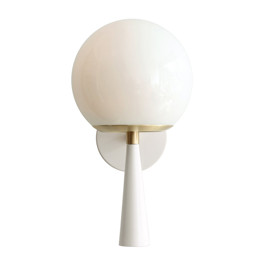 Audrey 8" shown in White with Brass with an Opal 8" globe.