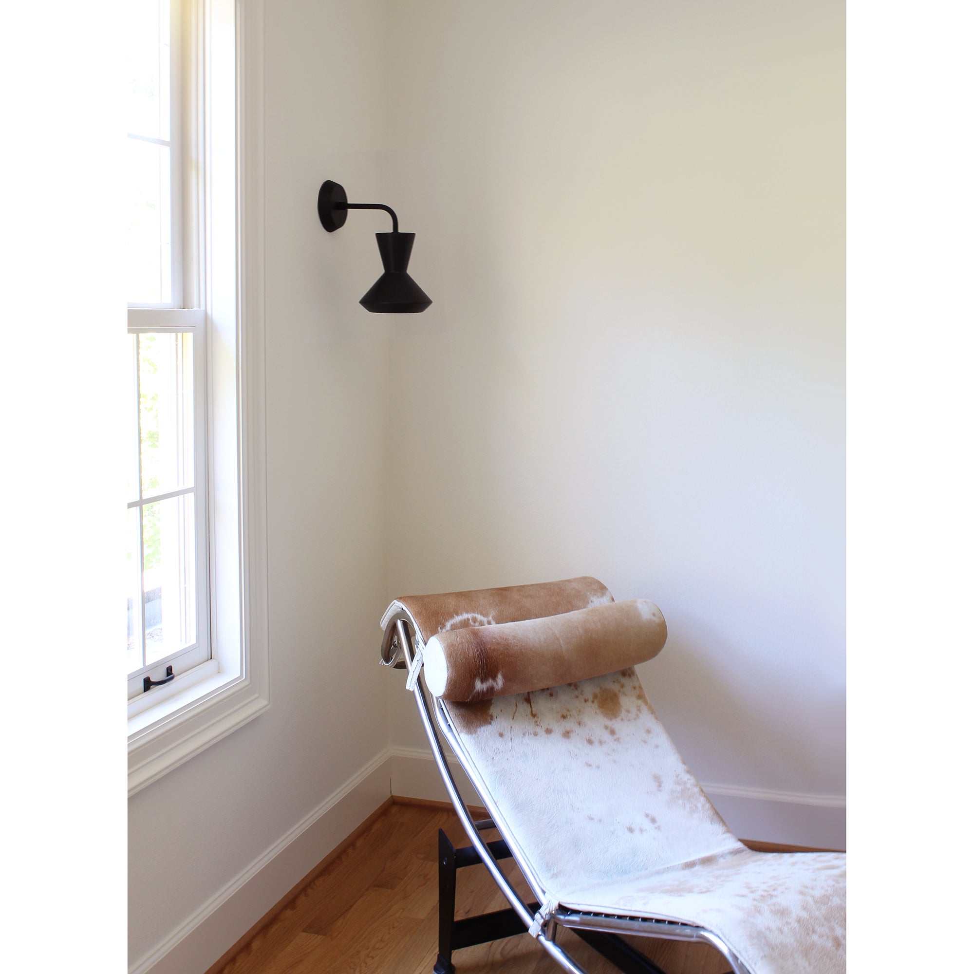 Bobbie Sconce shown in Eclipse Black Glaze with Matte Black Metal and Black Stained Wood finish Canopy