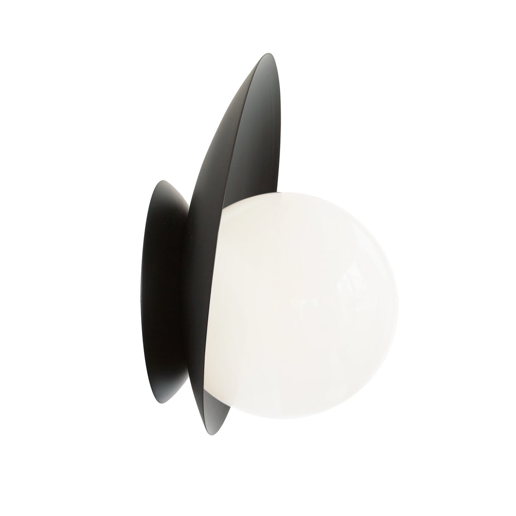 Pearl Wall Sconce. Shown in Matte Black finish. Cedar and Moss.