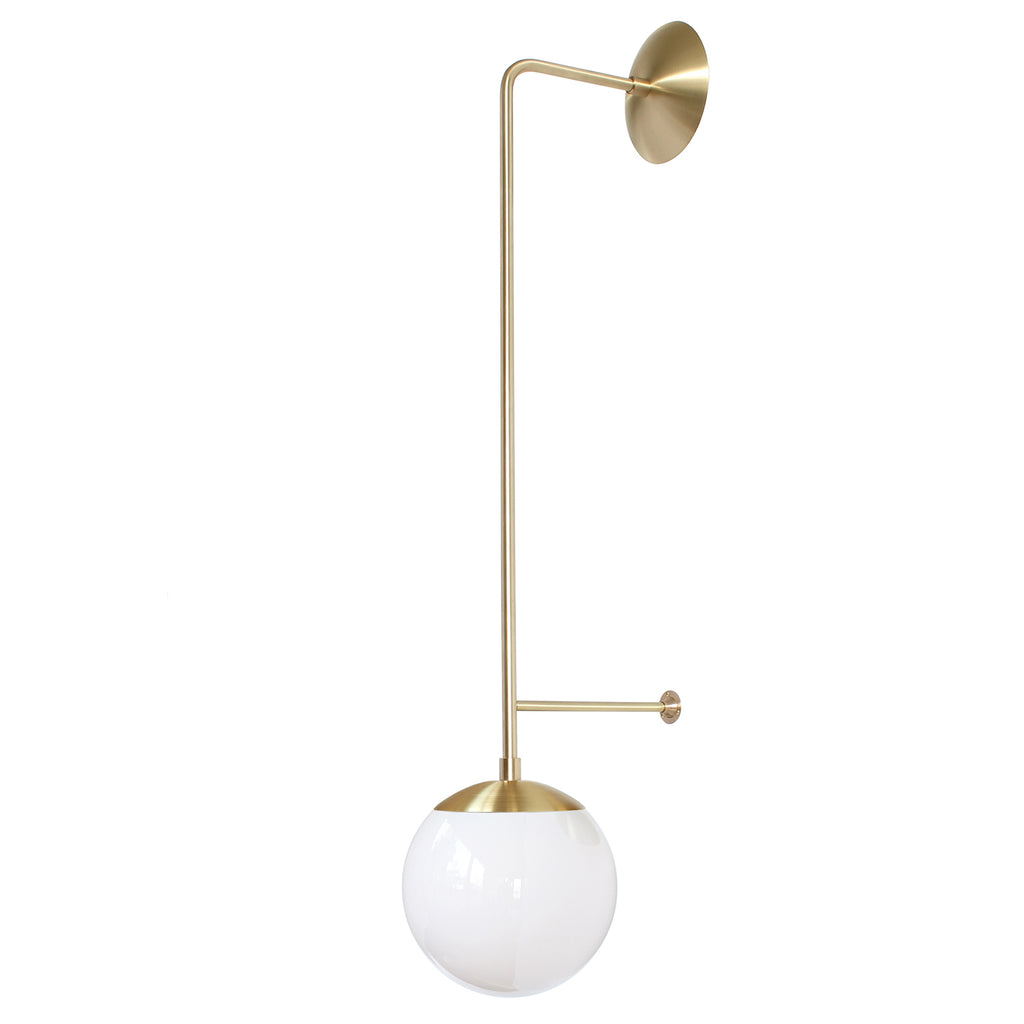 Ramona 8" Wall Sconce shown in Brass with an Opal 8" Glass Globe.