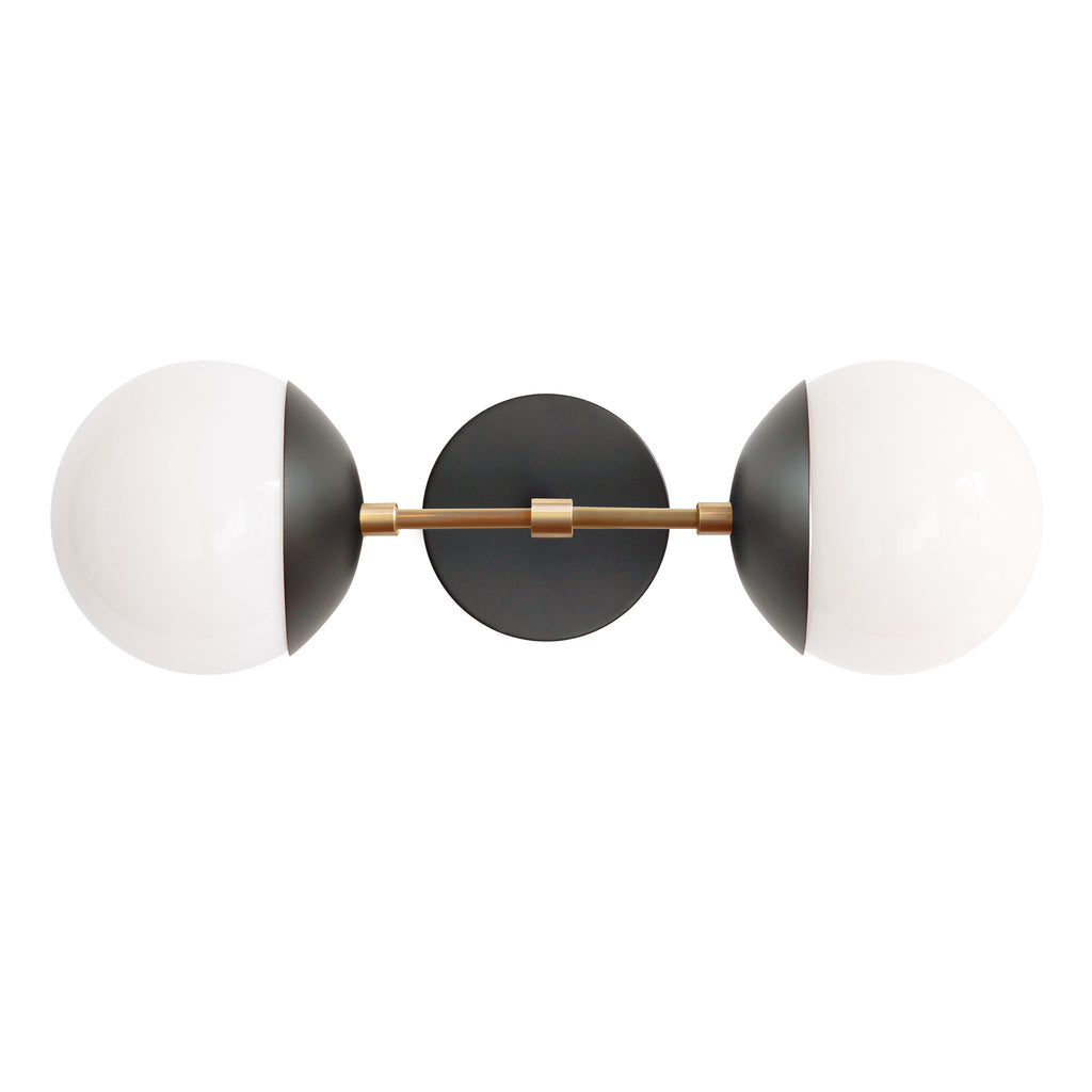 Theo 6" shown in Matte Black with Brass with Opal 6" globes.