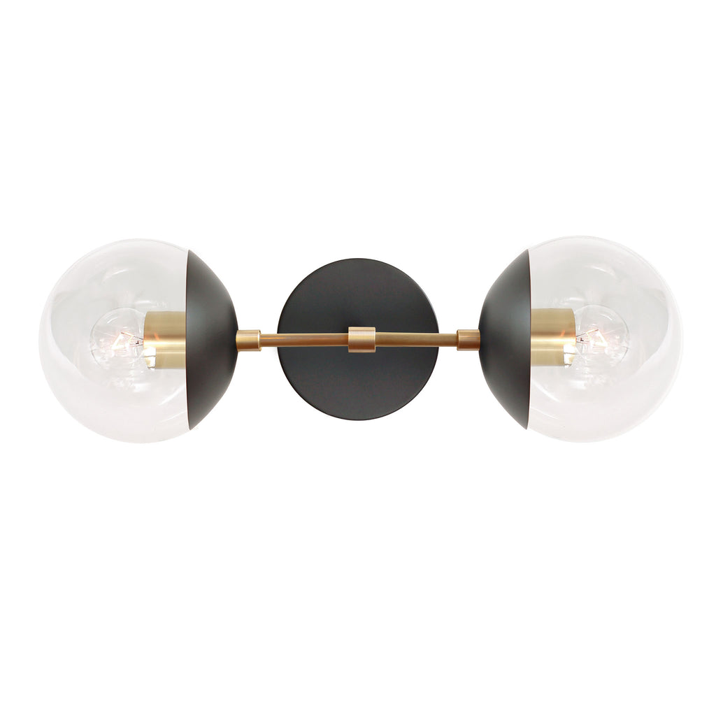 Theo 6" shown in Matte Black with Brass with Clear 6" globes.