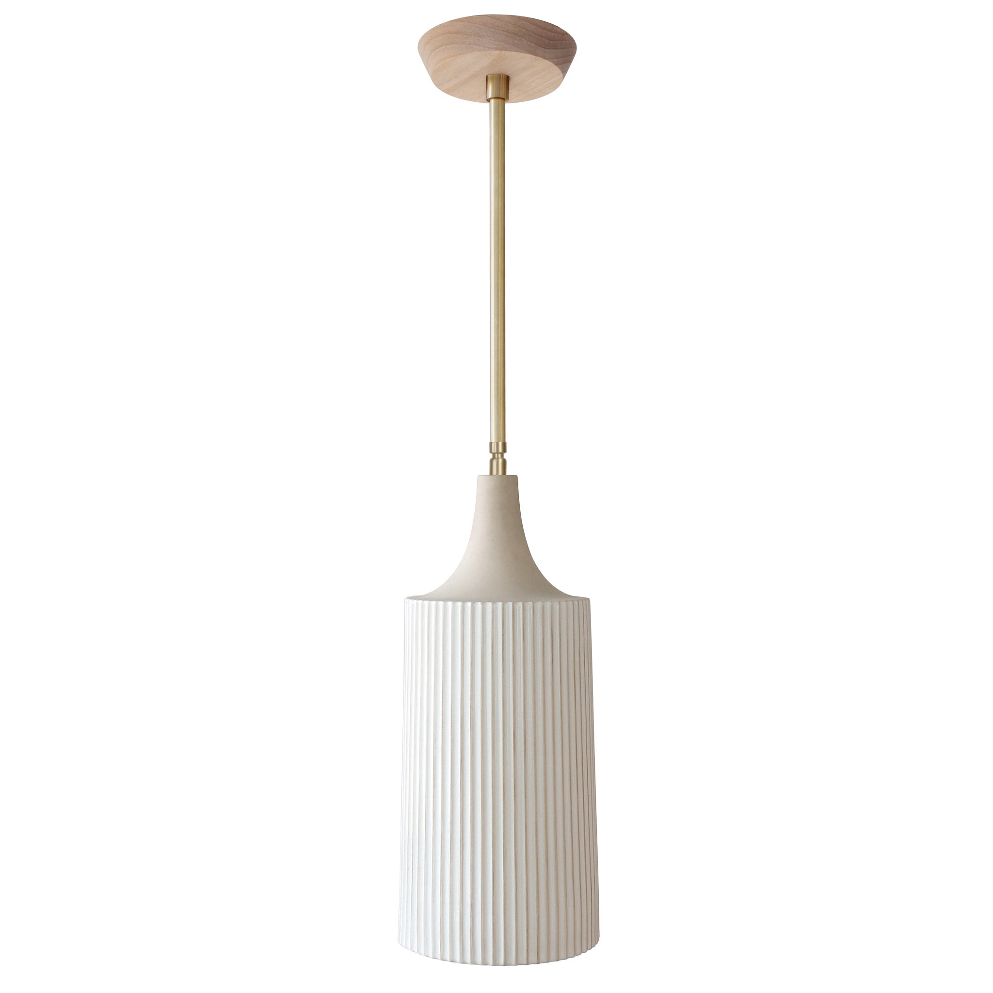 Tumwater Large Pendant shown in Brass with Maple canopy
