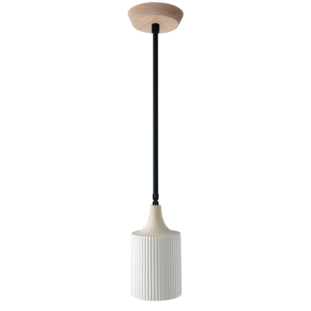 Cedar and Moss - Tumwater Small Pendant shown in Matte Black and Maple