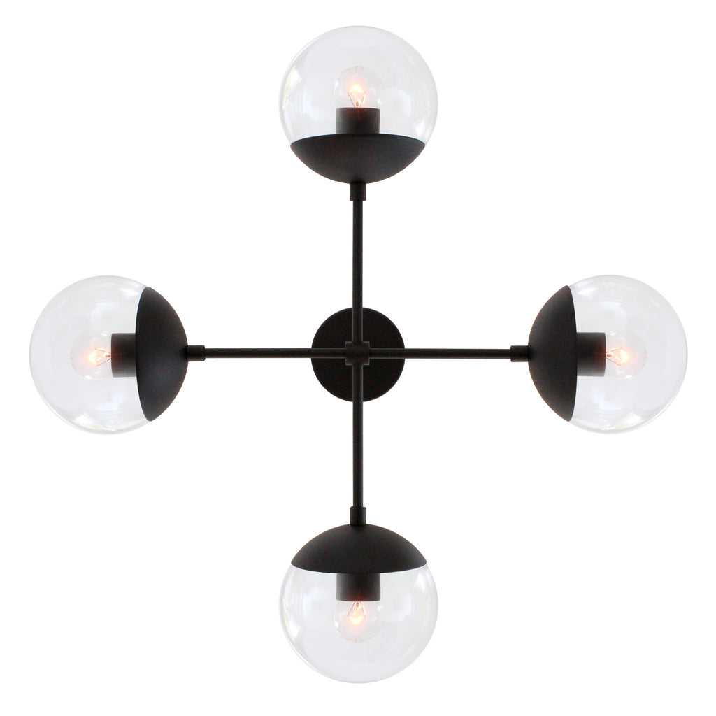 Alto Compass 6" Surface shown in Matte Black with Clear 6" globes.