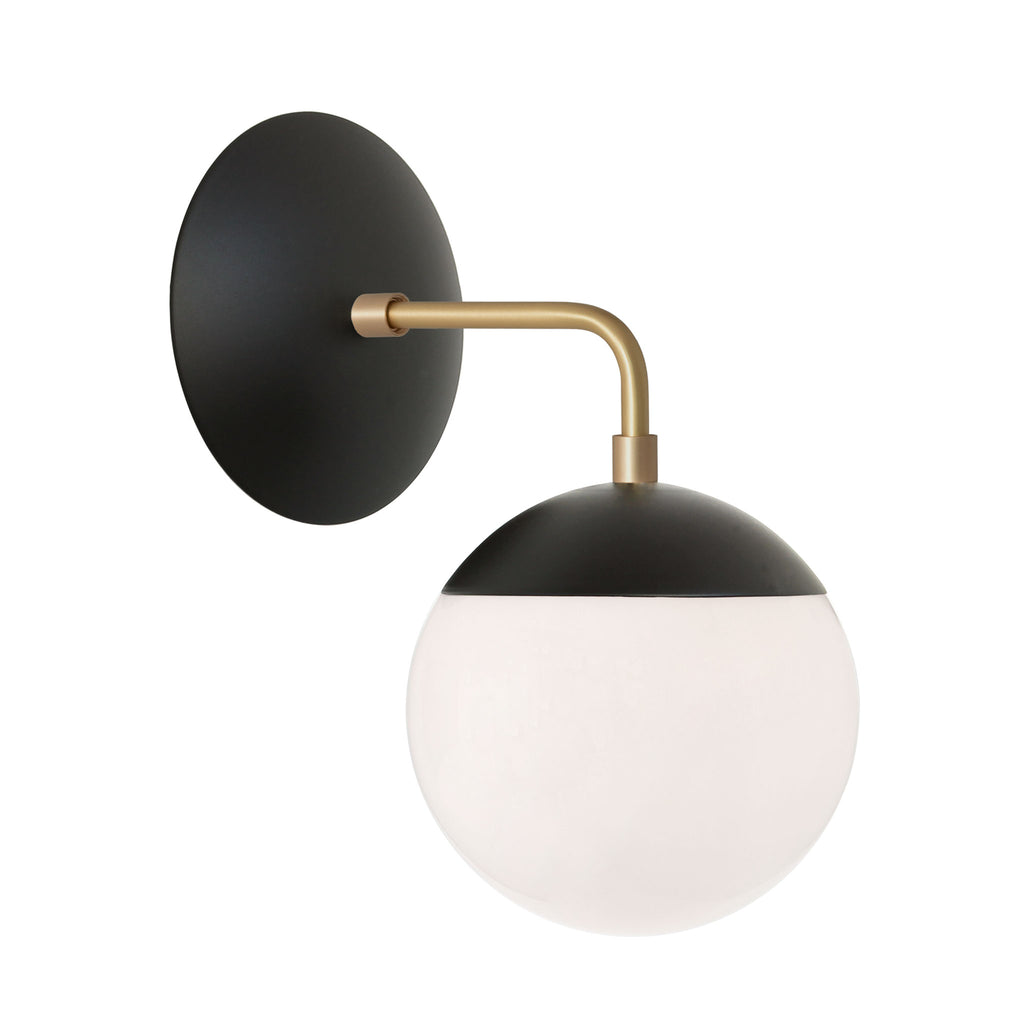 Alto Sconce 6" shown in Matte Black with Brass with an Opal 6" globe.