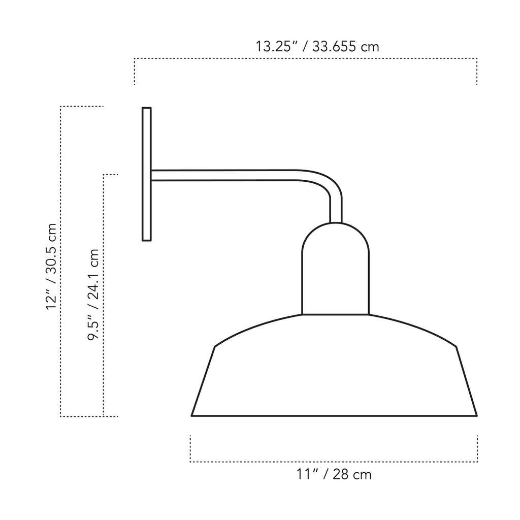 Meadowlark 11" Luxe Sconce illustration with measurements.