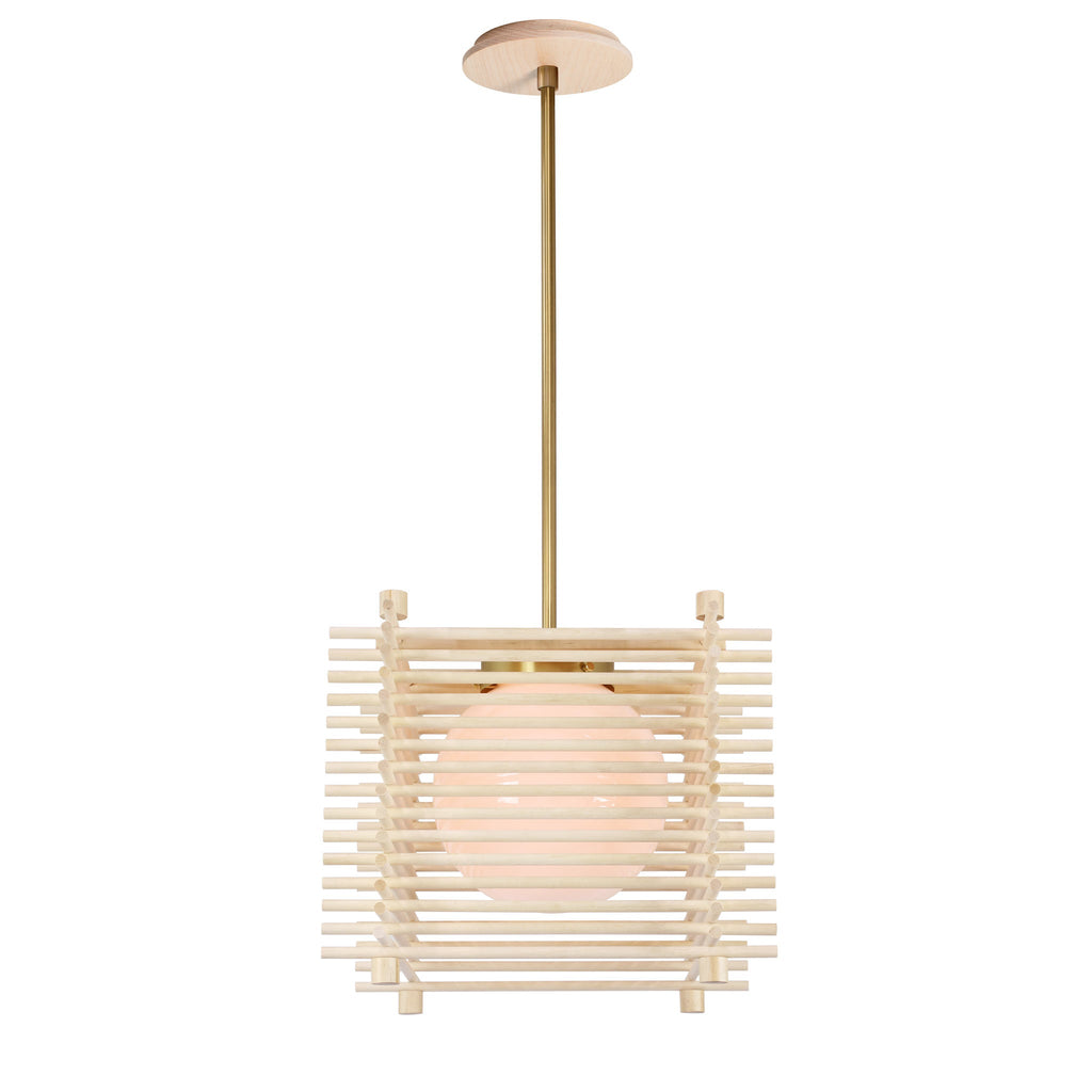 Cedar and Moss. Yugen Pendant. Shown in Natural Birch and Brass Finish.