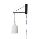Tumwater 14" Wood Arm Sconce shown in Black Stained wood and a Black Plug-in Cord.