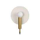Edith ADA Sconce shown in Heirloom Brass with Natural White Glaze Ceramic