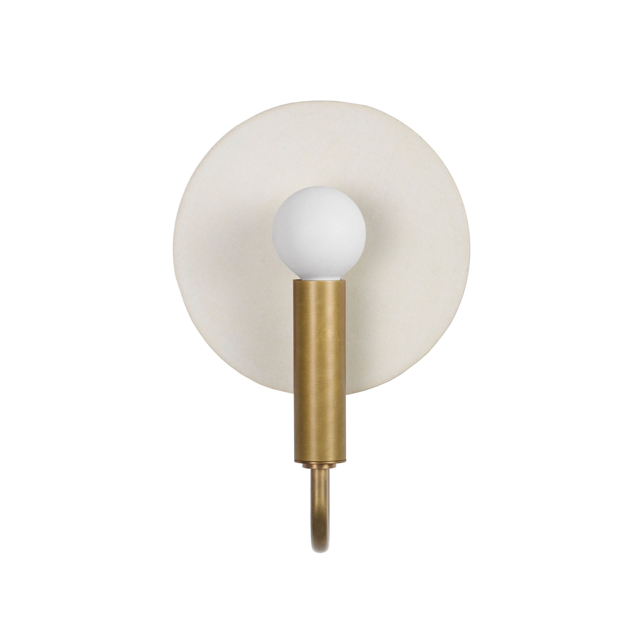 Edith ADA Sconce shown in Heirloom Brass with Natural White Glaze Ceramic